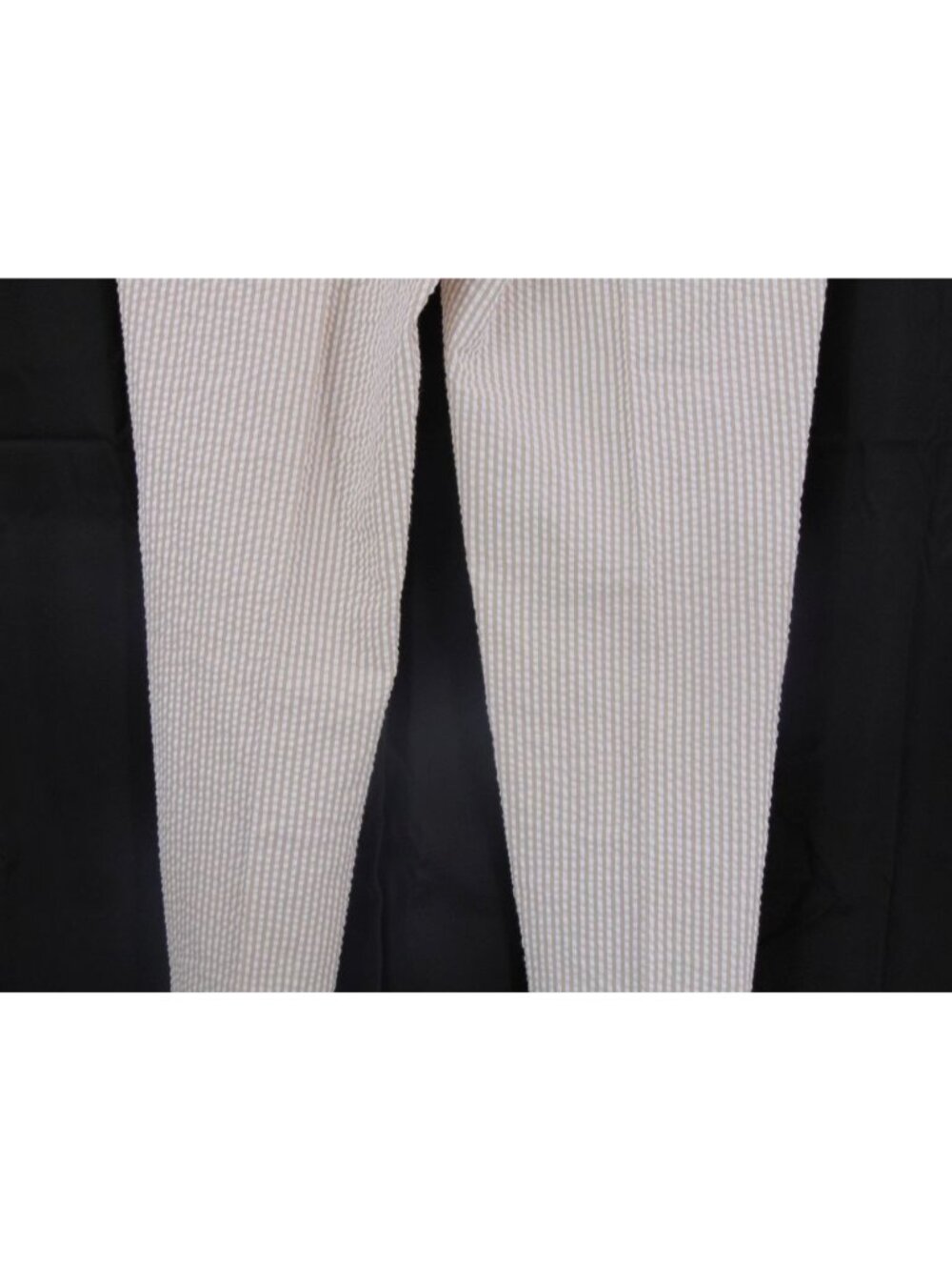 Orvis Womens Tan White Seersucker Pants Size 14 Cotton Flat Front Pockets Crop - Picture 8 of 16